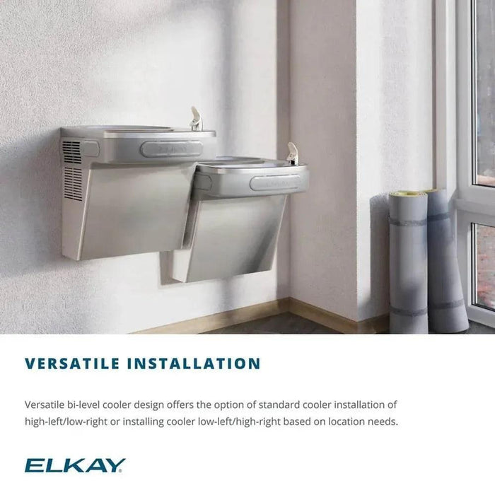 Elkay EZSTLDDLC Wall Mount Bi-Level ADA Cooler – Light Gray Granite, Non-Refrigerated - The Fountain Direct