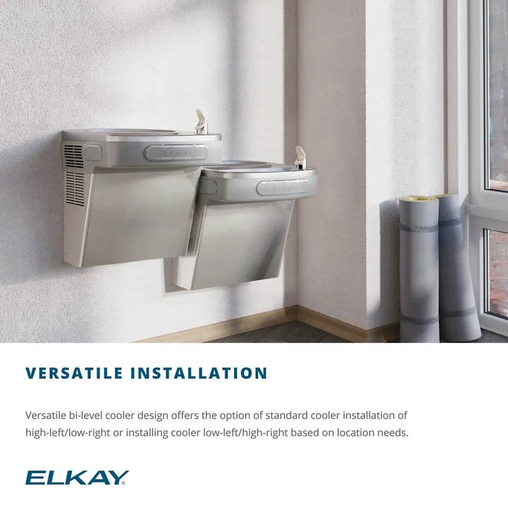 Elkay EZSTL8LC Bi-Level Indoor Wall-Mounted Drinking Fountain – Non-Filtered, 8 GPH, ADA Compliant - The Fountain Direct 