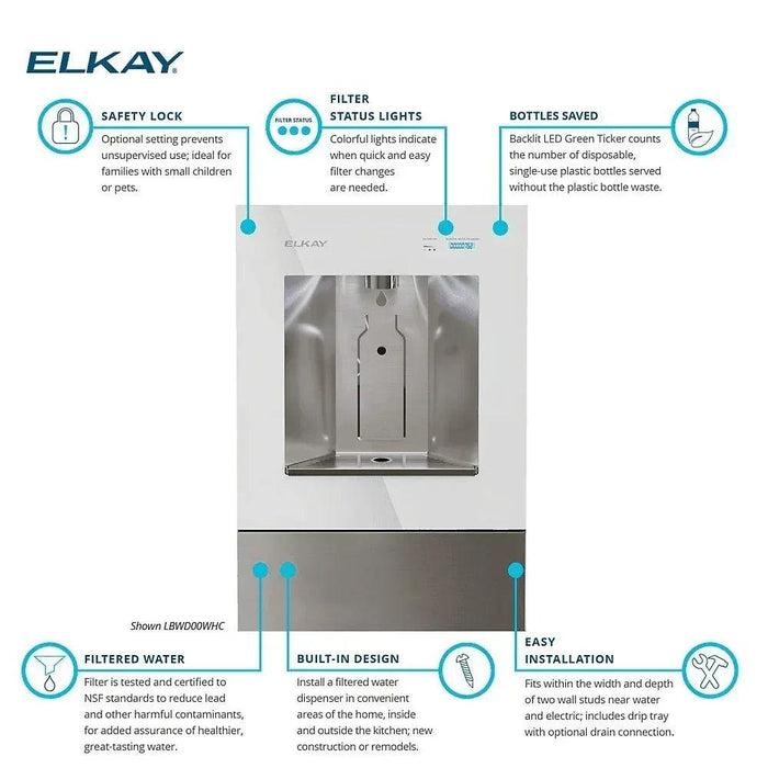 Elkay LBWDC00WHC Liv Pro In-Wall Filtered Water Dispenser – Non-Refrigerated, Hands-Free - The Fountain Direct