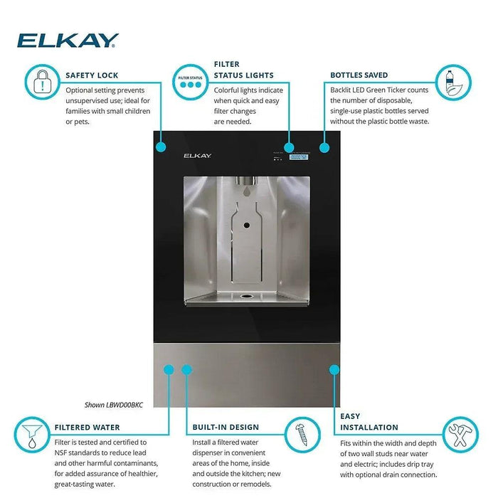 Elkay LBWDC00WHC Liv Pro In-Wall Filtered Water Dispenser – Non-Refrigerated, Hands-Free - The Fountain Direct