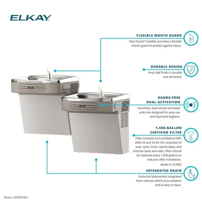 Elkay EZOOSTL8LC Bi-Level ADA Cooler – Hands-Free, Non-Filtered, Refrigerated - The Fountain Direct