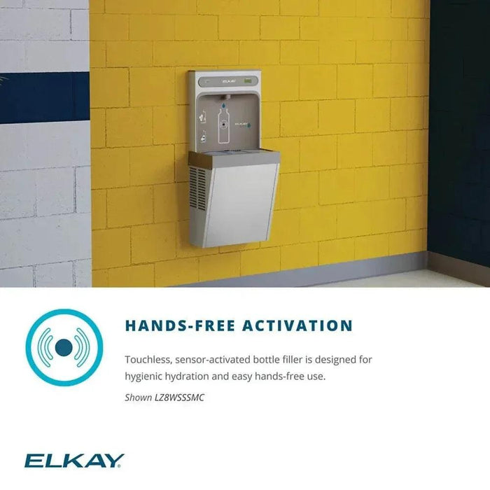 Elkay LZ8WSSSMC ezH2O® Refrigerated Surface-Mounted Bottle Filling Station – 8 GPH, Filtered, Stainless Steel - The Fountain Direct