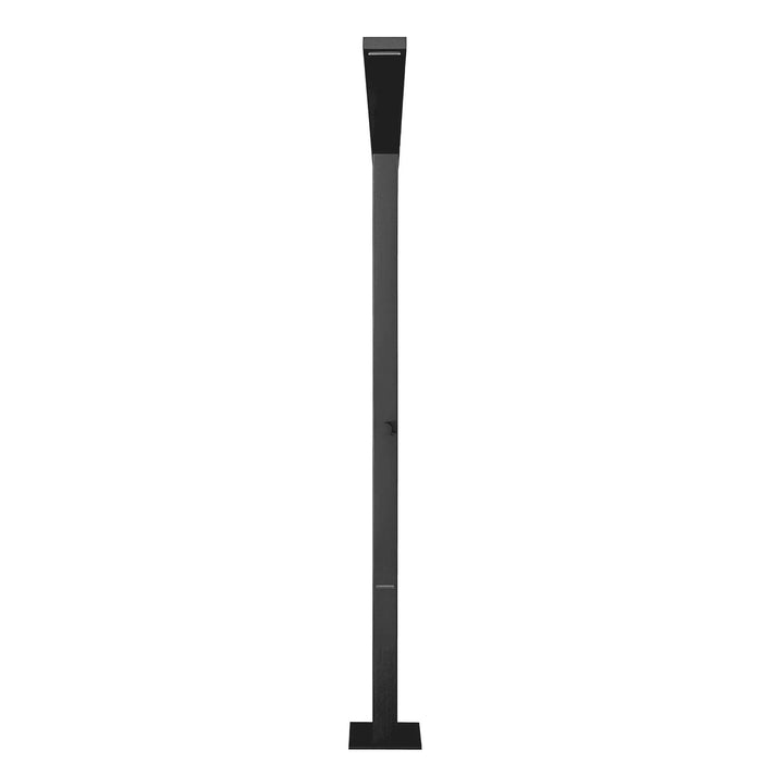 Magnus Black Freestanding Stainless Steel Outdoor Shower Panel with Foot Shower – Brushed Finish - The Fountain Direct