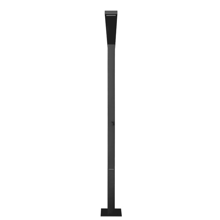 Magnus Black Freestanding Stainless Steel Outdoor Shower Panel with Foot Shower – Brushed Finish - The Fountain Direct 