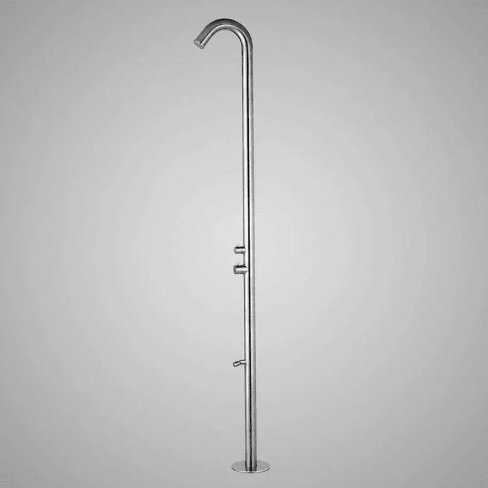 Magnus Outdoor Pool Shower Tower with Foot Shower – Freestanding 316 Stainless Steel Design - The Fountain Direct