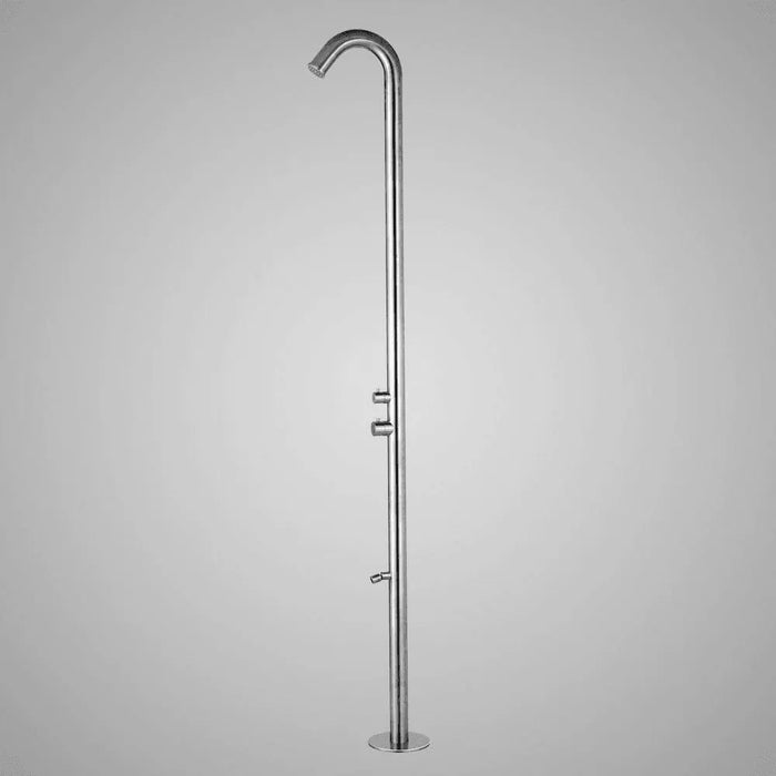 Magnus Outdoor Pool Shower Tower with Foot Shower – Freestanding 316 Stainless Steel Design - The Fountain Direct 