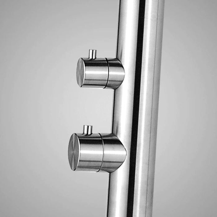 Magnus Outdoor Pool Shower Tower with Foot Shower – Freestanding 316 Stainless Steel Design - The Fountain Direct 