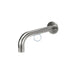Miami outdoor spout in brushed 316L stainless steel, angled view with wall flange