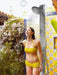 Milan Silver ADA 316L Stainless Steel Outdoor Pool Shower with Rainfall Head, Handheld, and Foot Wash - The Fountain Direct 