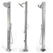 NW Showers Milan Silver ADA 316L Stainless Steel Outdoor Pool Shower with Rainfall Head, Handheld, and Foot Wash - The Fountain Direct
