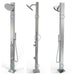 Milan Silver ADA 316L Stainless Steel Outdoor Pool Shower with Rainfall Head, Handheld, and Foot Wash - The Fountain Direct 