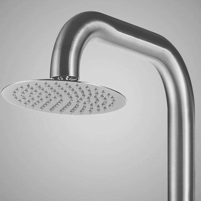 Magnus Rainfall Outdoor Shower Tower with Hand Shower – Stainless Steel Freestanding Unit - The Fountain Direct