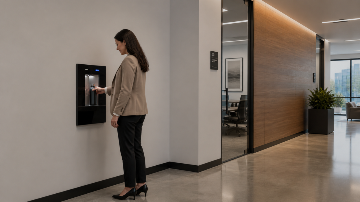 Oasis PWLNEBQ-GBL In-Wall Contactless QUASAR UV-C Bottle Filler Drain-Free with Drip Tray – Non-Refrigerated