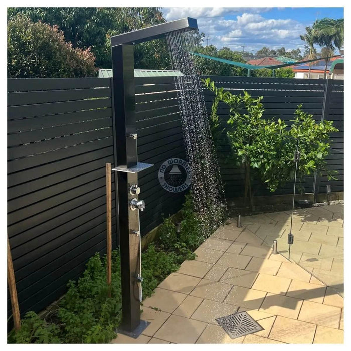 NW Showers Reno Black ADA 316L Marine Grade Stainless Steel Outdoor Pool Shower Rinse Of Shower - The Fountain Direct