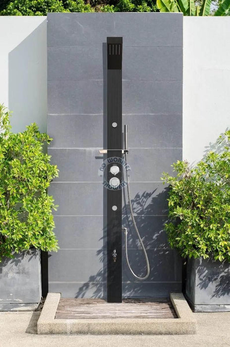 NW Showers Reno Black ADA 316L Marine Grade Stainless Steel Outdoor Pool Shower Rinse Of Shower - The Fountain Direct