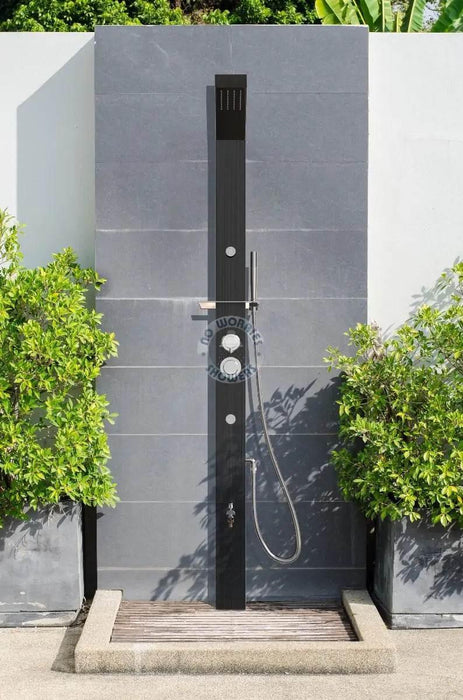 Reno Black ADA 316L Marine Grade Stainless Steel Outdoor Pool Shower Rinse Of Shower - The Fountain Direct 