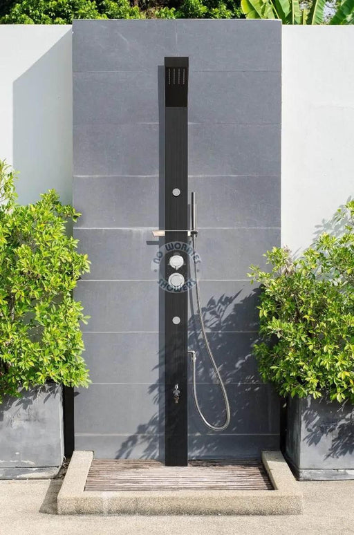 Reno Black ADA 316L Marine Grade Stainless Steel Outdoor Pool Shower Rinse Of Shower - The Fountain Direct 