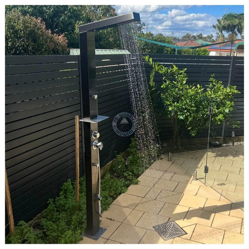 Reno Black ADA 316L Marine Grade Stainless Steel Outdoor Pool Shower Rinse Of Shower - The Fountain Direct 