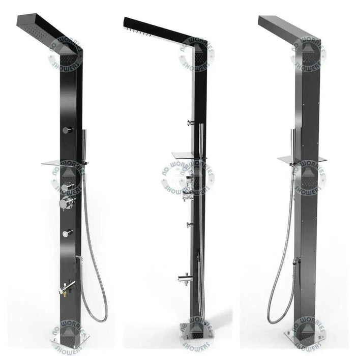 NW Showers Reno Black ADA 316L Marine Grade Stainless Steel Outdoor Pool Shower Rinse Of Shower - The Fountain Direct