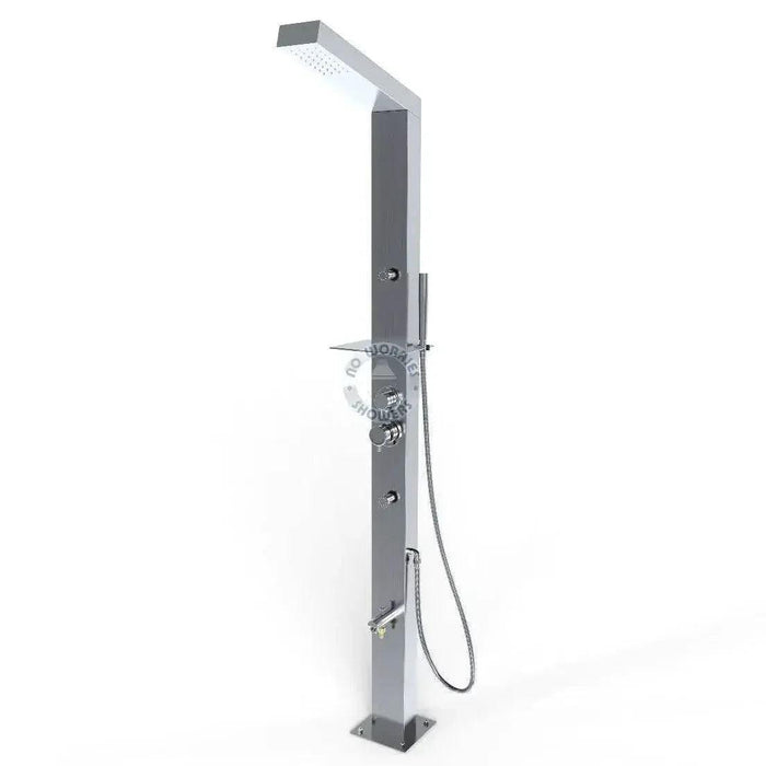 NW Showers Reno Silver ADA 316L Marine Grade Stainless Steel Outdoor Pool Shower Rinse-Off Shower - The Fountain Direct