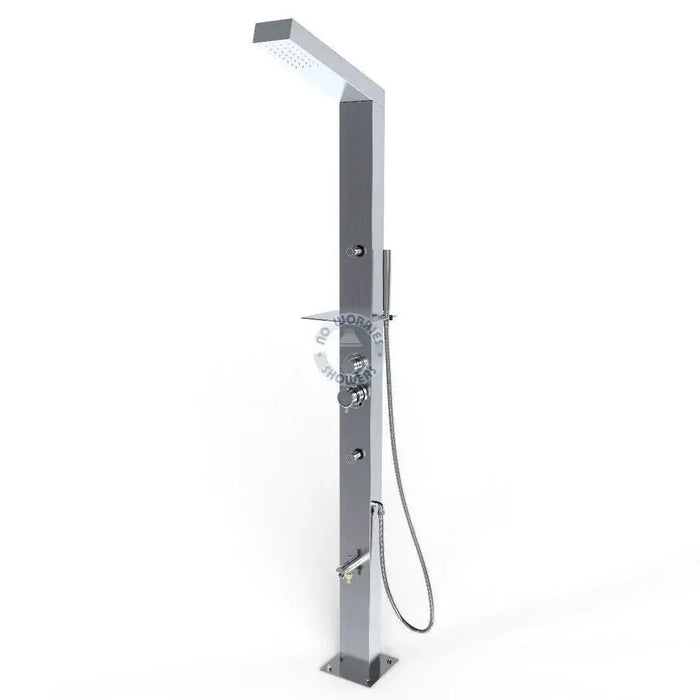 Reno Silver ADA 316L Marine Grade Stainless Steel Outdoor Pool Shower Rinse-Off Shower - The Fountain Direct 