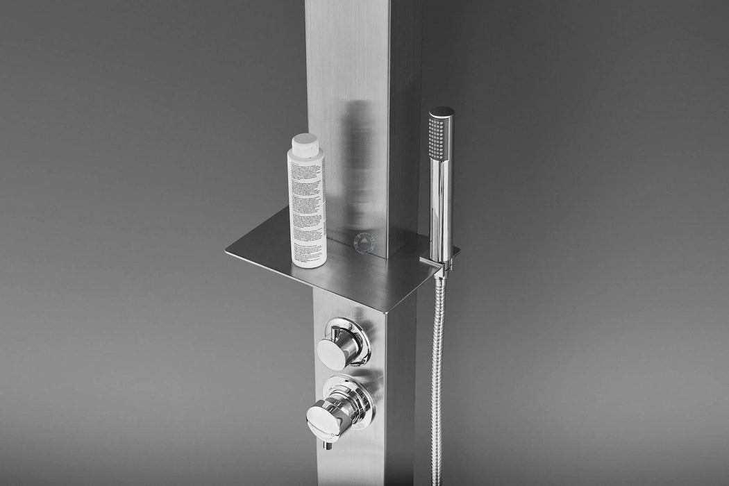 NW Showers Reno Silver ADA 316L Marine Grade Stainless Steel Outdoor Pool Shower Rinse-Off Shower - The Fountain Direct