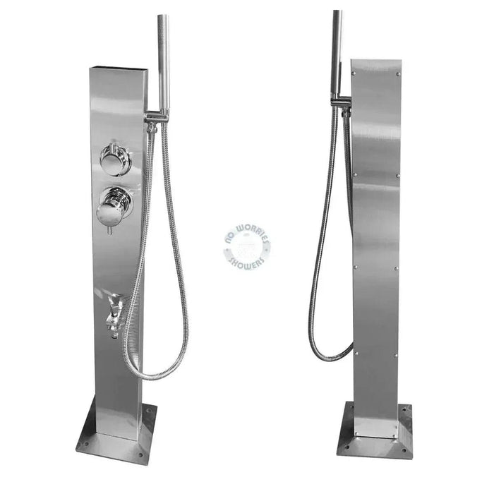 NW Showers Rio 316L Marine Grade Stainless Steel Outdoor Wash Station with Hose Bib and Hand Shower - The Fountain Direct
