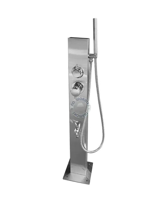 NW Showers Rio 316L Marine Grade Stainless Steel Outdoor Wash Station with Hose Bib and Hand Shower - The Fountain Direct