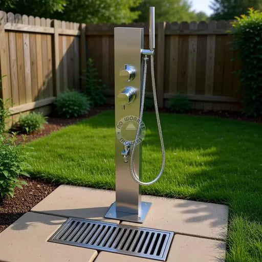 NW Showers Rio 316L Marine Grade Stainless Steel Outdoor Wash Station with Hose Bib and Hand Shower - The Fountain Direct 