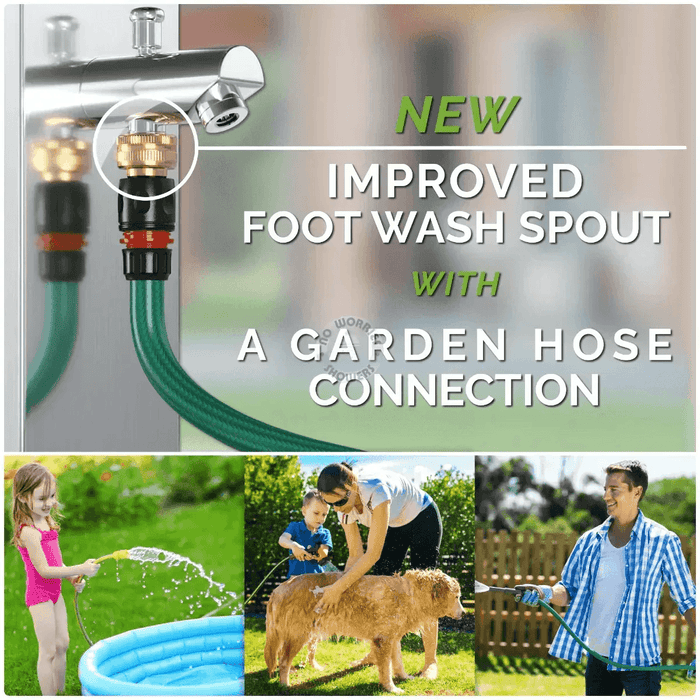 NW Showers Rio 316L Marine Grade Stainless Steel Outdoor Wash Station with Hose Bib and Hand Shower - The Fountain Direct