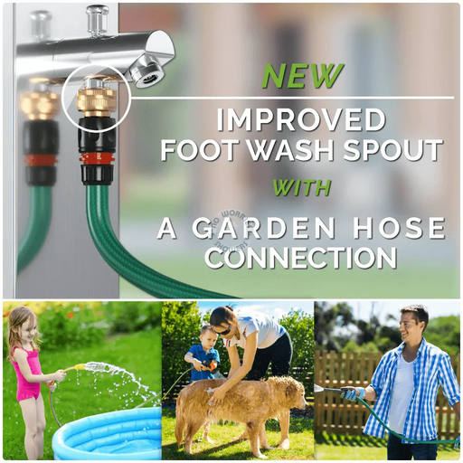 Rio 316L Marine Grade Stainless Steel Outdoor Wash Station with Hose Bib and Hand Shower - The Fountain Direct 