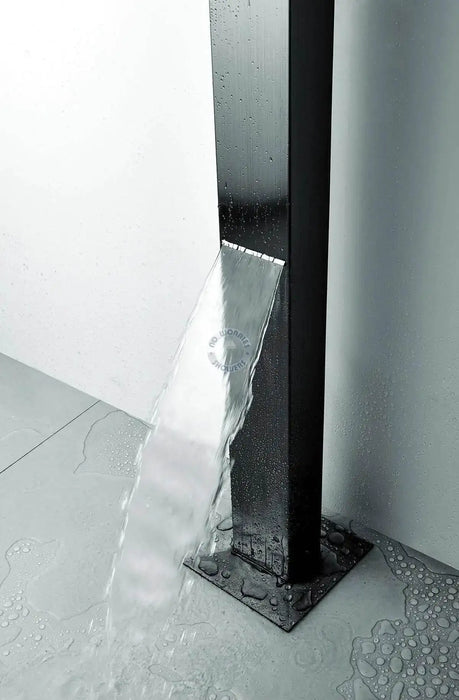 No Worries Showers Toorak Black 316L Outdoor Waterfall Pool Shower Rinse-Off Shower - The Fountain Direct
