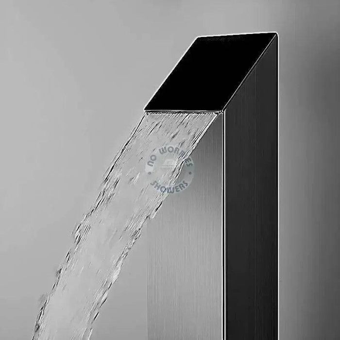No Worries Showers Toorak Black 316L Outdoor Waterfall Pool Shower Rinse-Off Shower - The Fountain Direct
