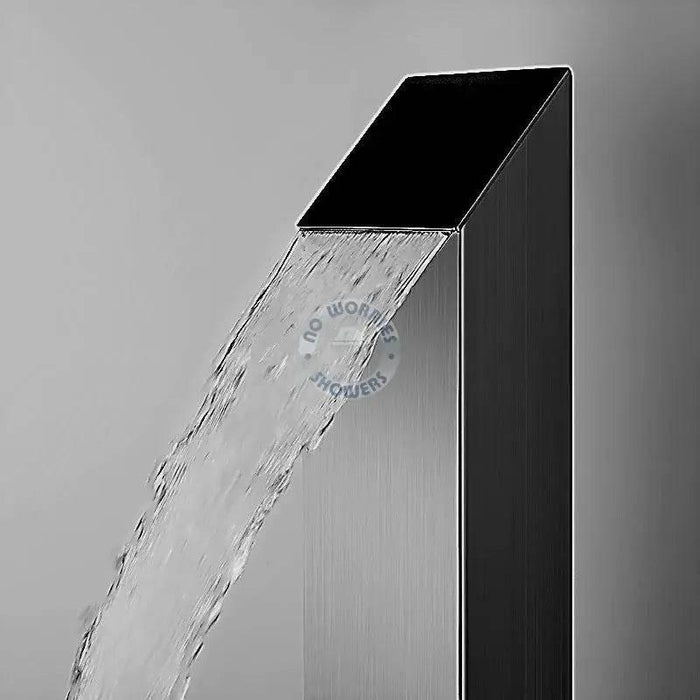 Toorak Black 316L Outdoor Waterfall Pool Shower Rinse-Off Shower - The Fountain Direct 
