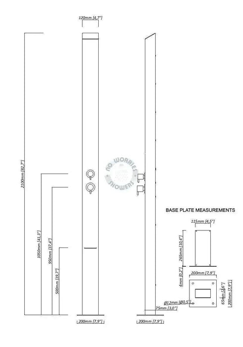 No Worries Showers Toorak Black 316L Outdoor Waterfall Pool Shower Rinse-Off Shower - The Fountain Direct