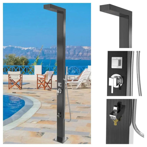 Windsor Black ADA 316L Stainless Steel Pool Shower – Premium Outdoor Comfort - The Fountain Direct 