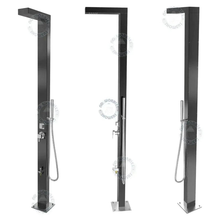 NW Showers Windsor Black ADA 316L Stainless Steel Pool Shower – Premium Outdoor Comfort - The Fountain Direct