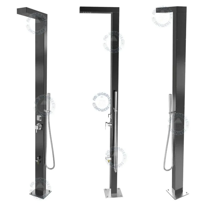 Windsor Black ADA 316L Stainless Steel Pool Shower – Premium Outdoor Comfort - The Fountain Direct 