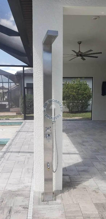 NW Showers Windsor Silver Pool Shower with Handheld, Foot Wash & Rainfall Head - The Fountain Direct