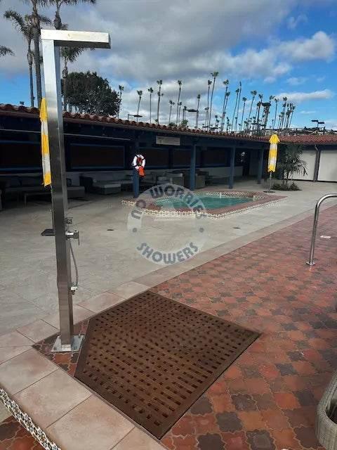 NW Showers Windsor Silver Pool Shower with Handheld, Foot Wash & Rainfall Head - The Fountain Direct