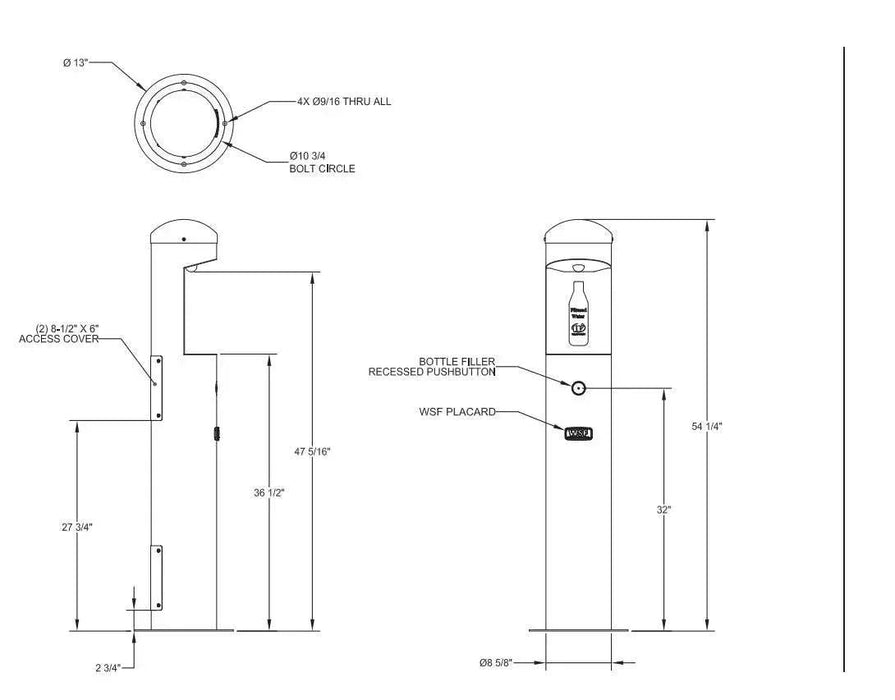 Willoughby CWBF-1-RPB Outdoor Stainless Steel Water Bottle Filler – Made in USA - The Fountain Direct